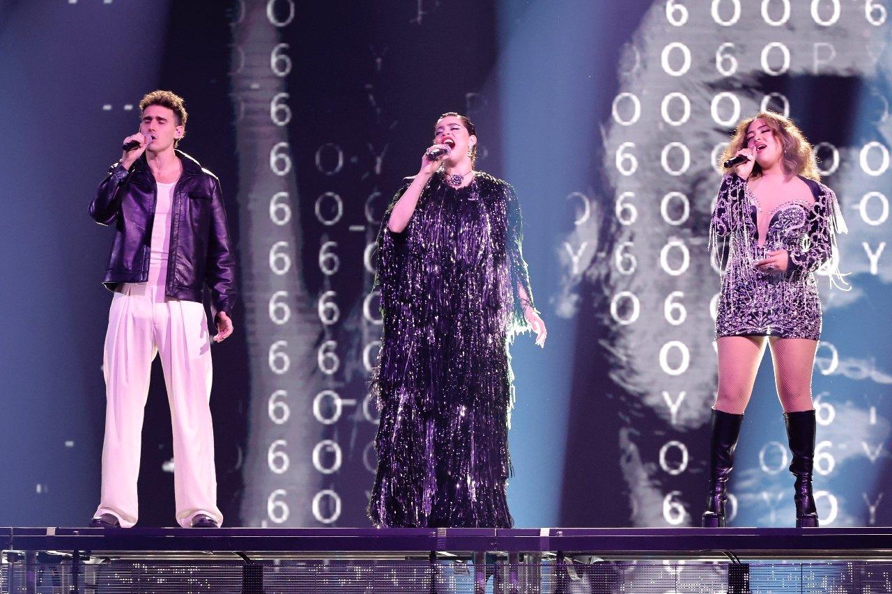 Leon Leiden, Natascha Falcão and Paola Guanche perform onstage during The 24th Annual Latin Grammy Awards on November 16, 2023 in Seville, Spain.